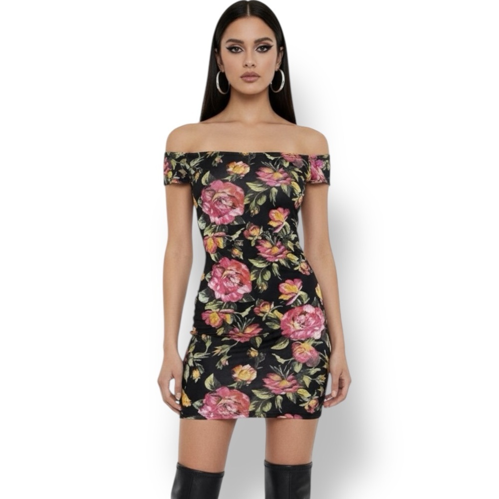 ⚡️10$ sale⚡️ Guess Daliah Foil Off The Shoulder Floral Dress Size S